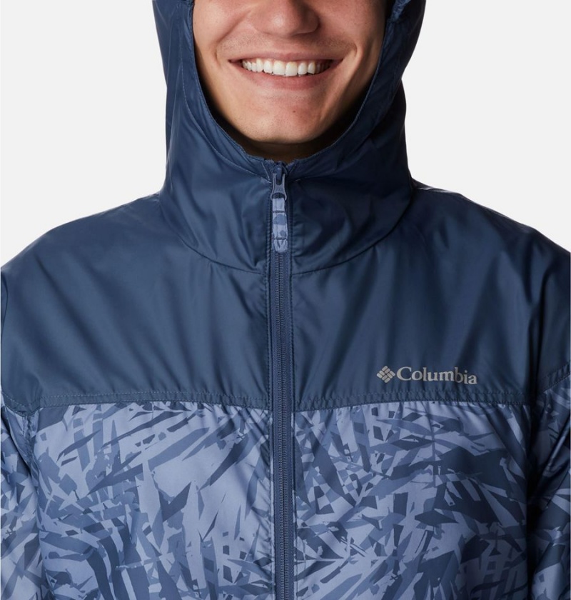 Blue Men's Columbia Flash Challenger Novelty Jacket Windbreaker | LYKAF-0497