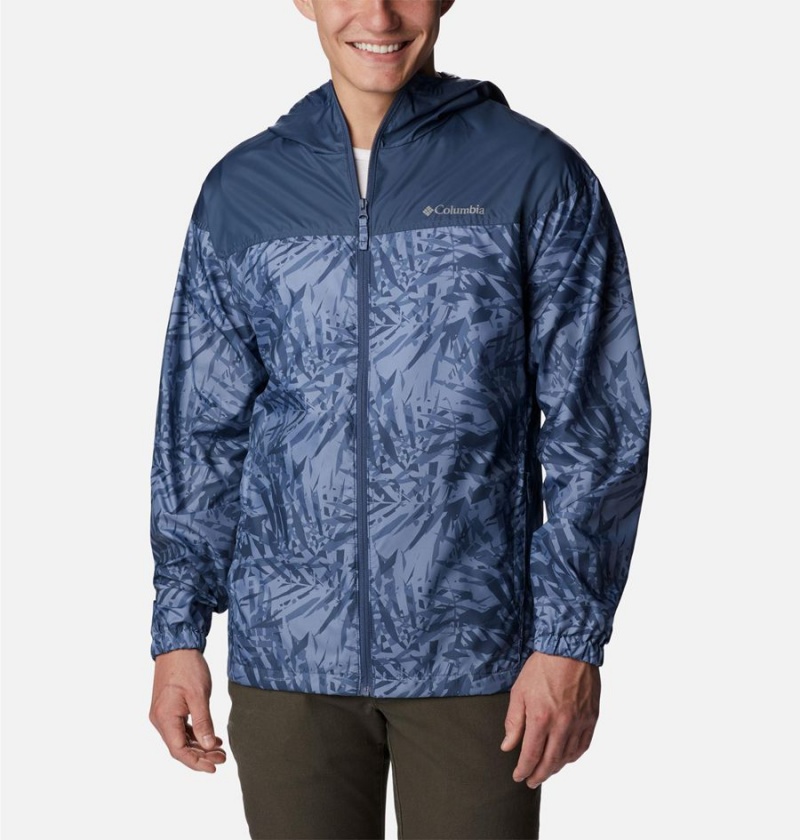 Blue Men\'s Columbia Flash Challenger Novelty Jacket Windbreaker | LYKAF-0497