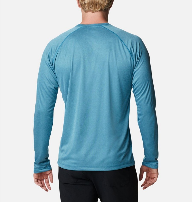 Blue Men's Columbia Fork Stream Heather Long Sleeve T-Shirt | YHOCV-0915