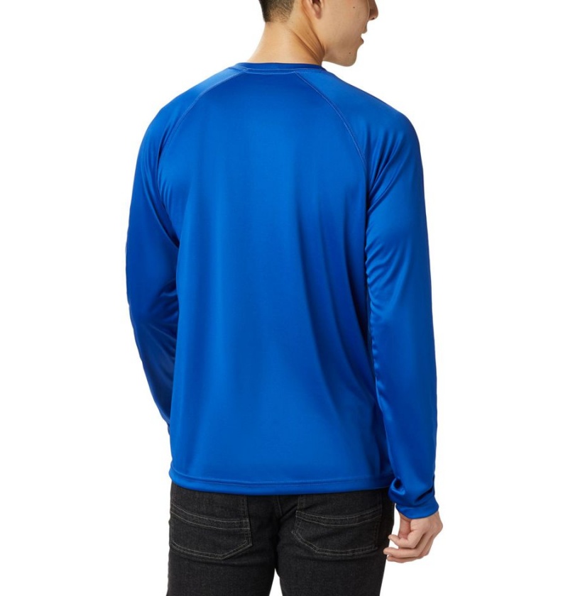 Blue Men's Columbia Fork Stream Long Sleeve T-Shirt | XRZMF-2108