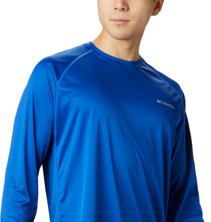 Blue Men's Columbia Fork Stream Long Sleeve T-Shirt | XRZMF-2108