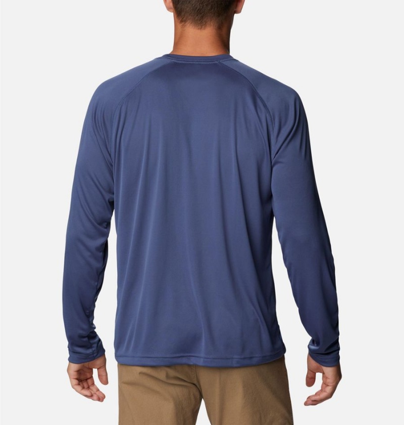 Blue Men's Columbia Fork Stream Long Sleeve T-Shirt | QKODV-0142