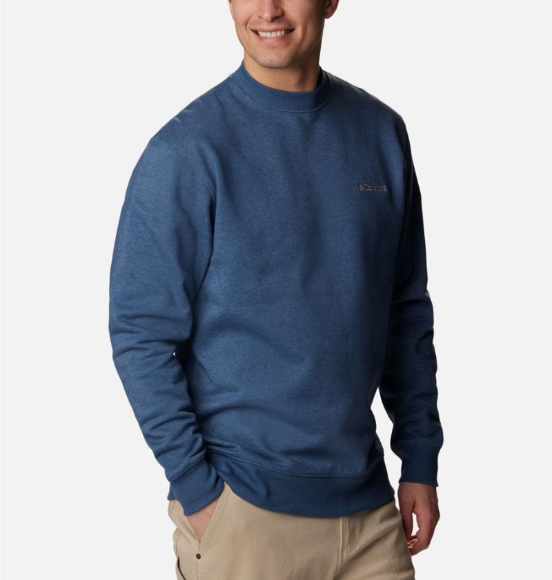 Blue Men's Columbia Hart Mountain II Crew Sweatshirt | LSIYD-9573