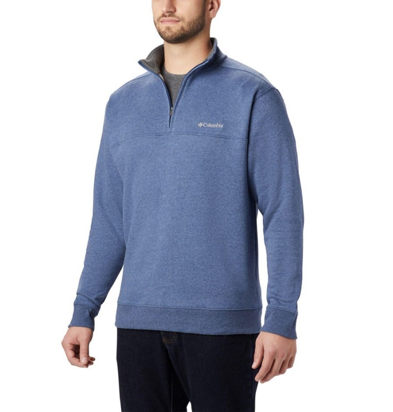 Blue Men\'s Columbia Hart Mountain II Half Zip Sweatshirt | CKGUY-7249