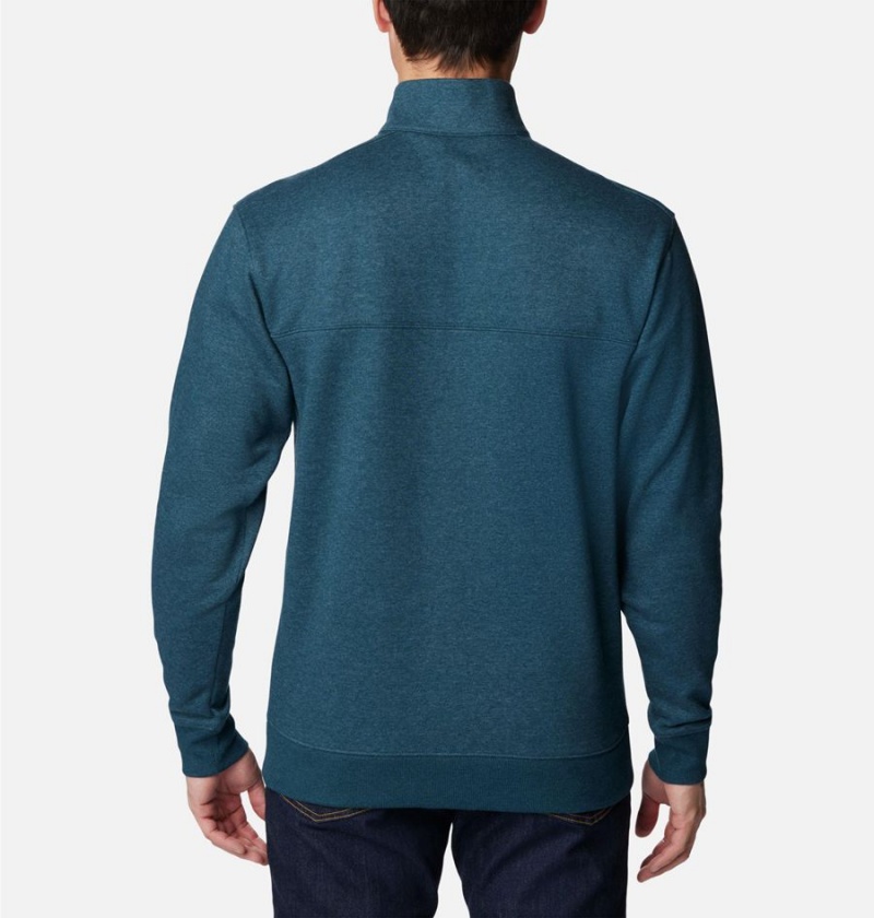 Blue Men's Columbia Hart Mountain II Half Zip Sweatshirt | MZSRA-0261