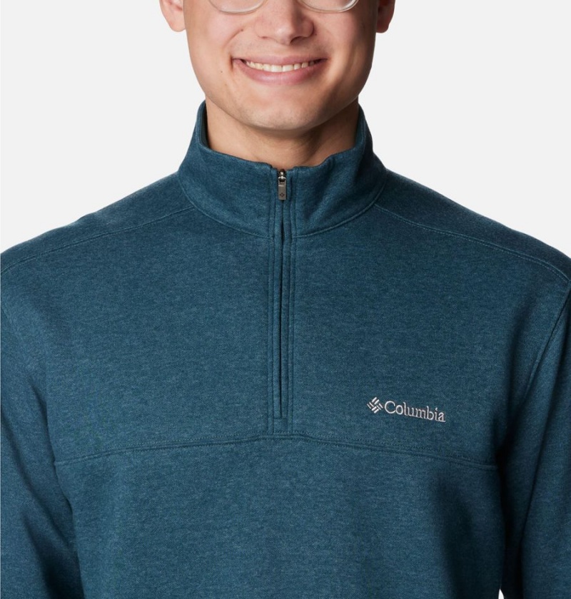 Blue Men's Columbia Hart Mountain II Half Zip Sweatshirt | MZSRA-0261