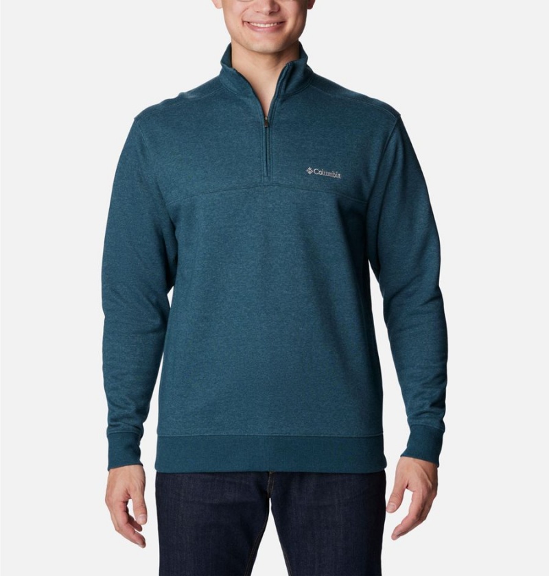 Blue Men\'s Columbia Hart Mountain II Half Zip Sweatshirt | MZSRA-0261