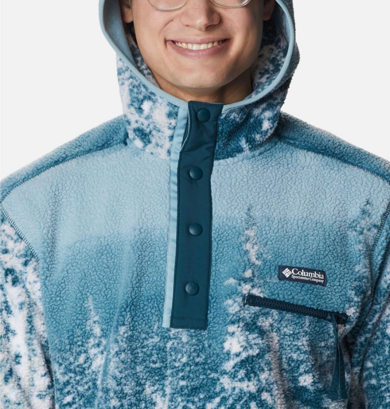 Blue Men's Columbia Helvetia Sherpa Fleece Hoodie | IRJEQ-6298