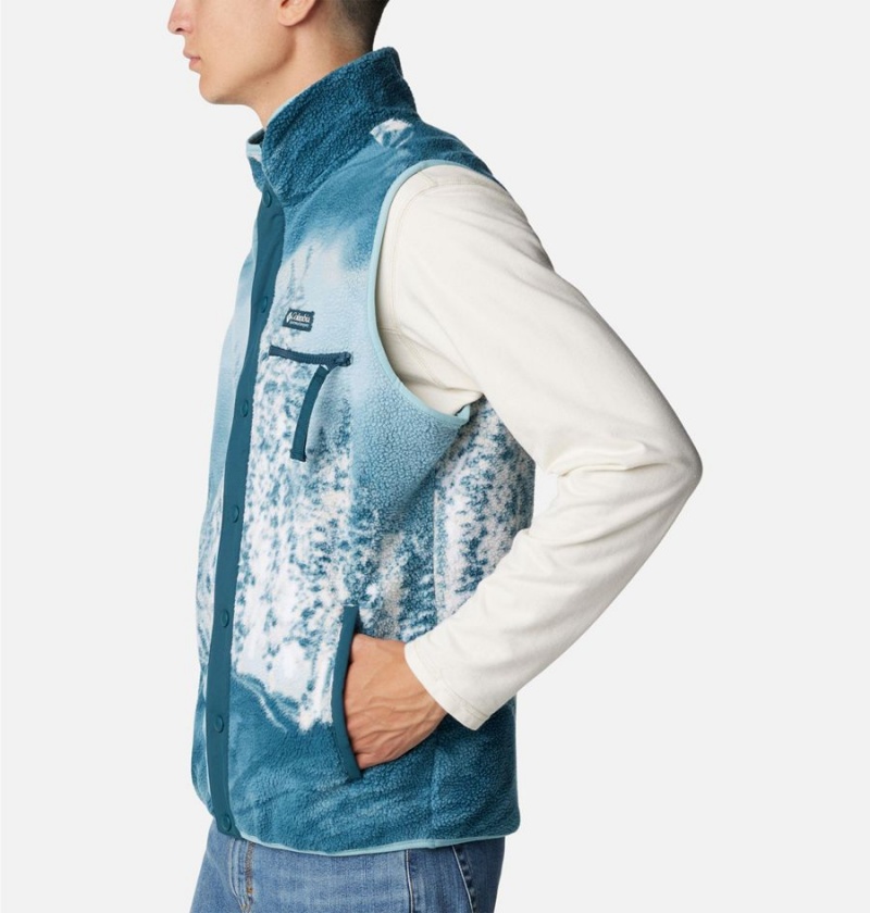 Blue Men's Columbia Helvetia Sherpa Fleece Vest | FKQEW-4975