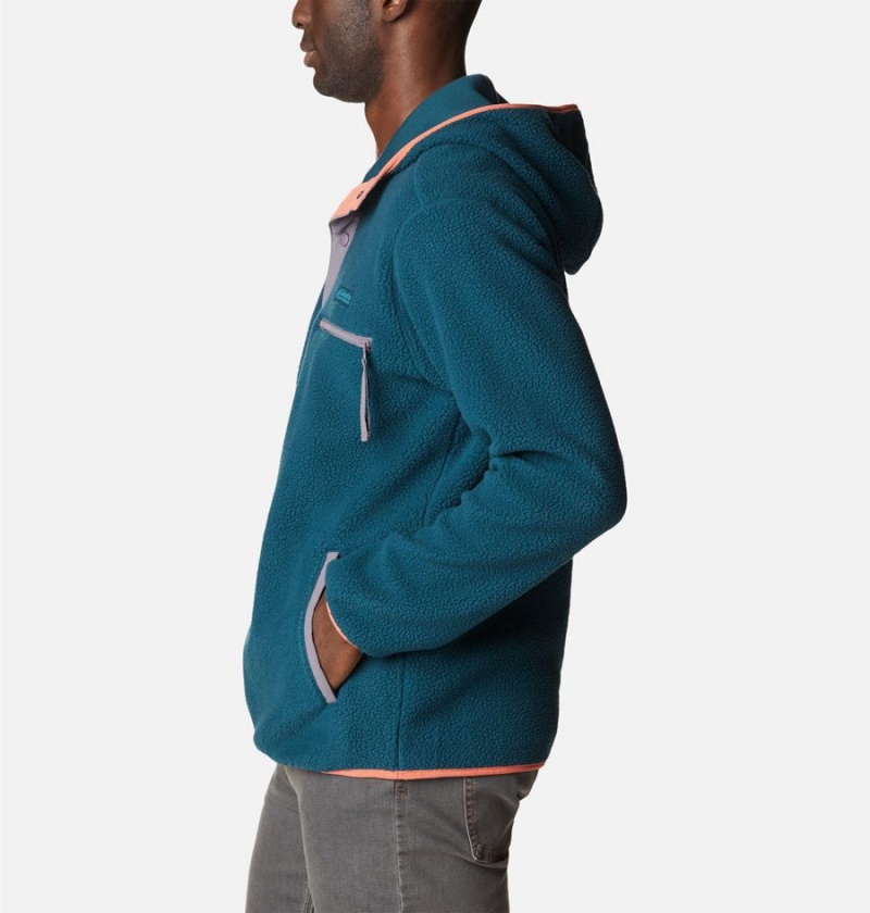 Blue Men's Columbia Helvetia Sherpa Fleece Hoodie | AVGFL-9745