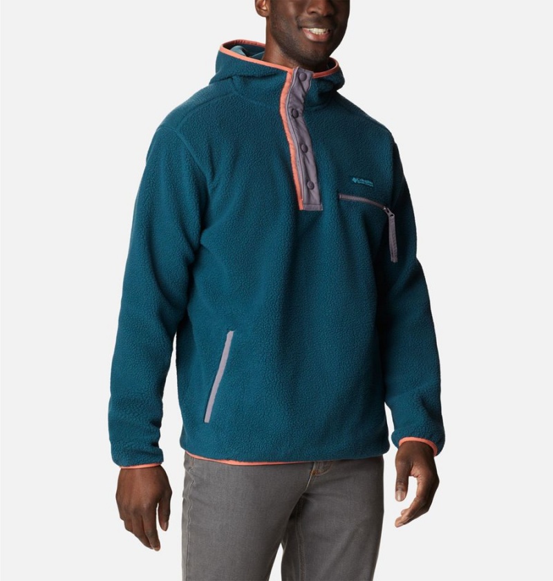 Blue Men's Columbia Helvetia Sherpa Fleece Hoodie | AVGFL-9745