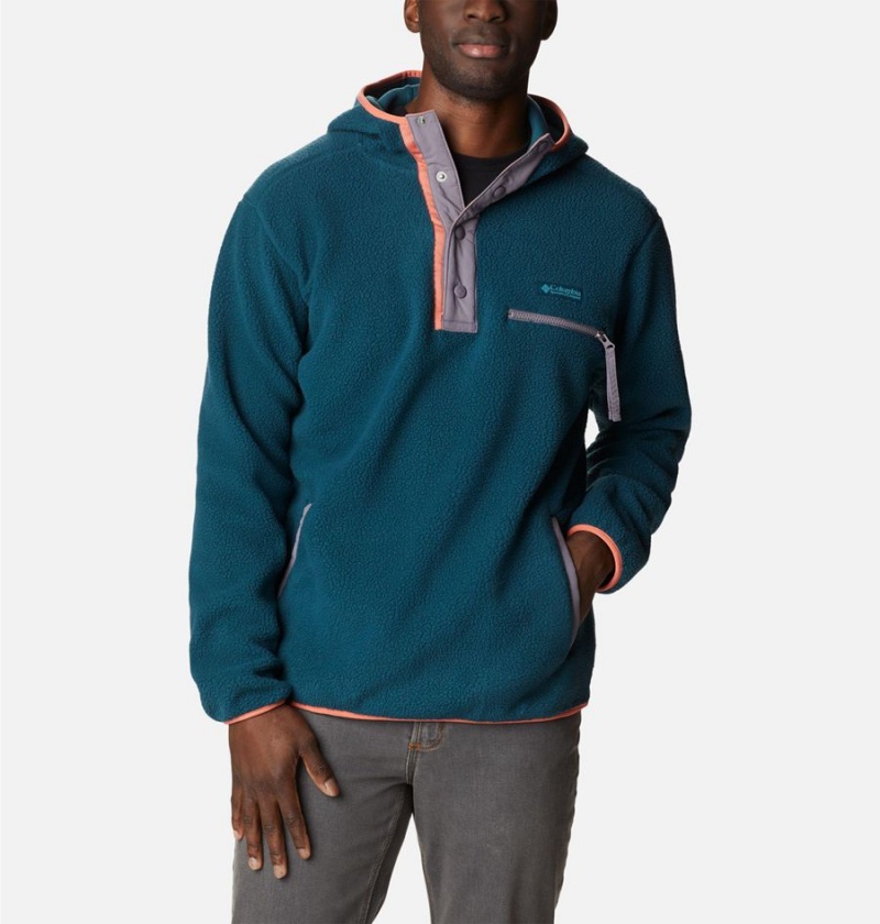 Blue Men\'s Columbia Helvetia Sherpa Fleece Hoodie | AVGFL-9745