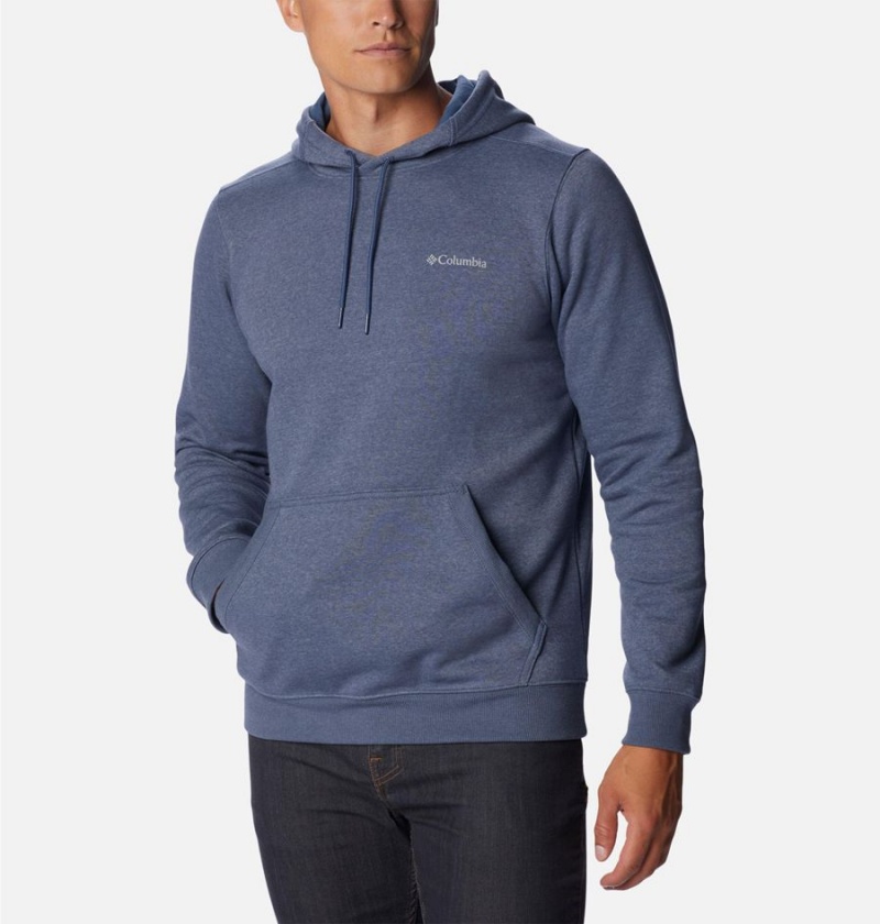 Blue Men's Columbia Keyhole Peak Logo Hoodie | ABDVR-1640