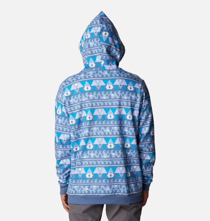 Blue Men's Columbia Logo Printed Hoodie | TVJEH-6017