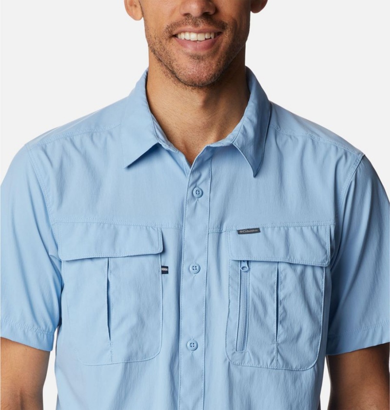 Blue Men's Columbia Newton Ridge II Short Sleeve Shirt | VEDPY-4580