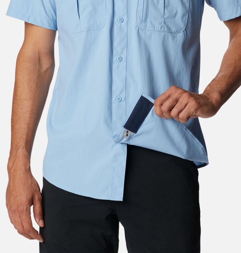 Blue Men's Columbia Newton Ridge II Short Sleeve Shirt | VEDPY-4580