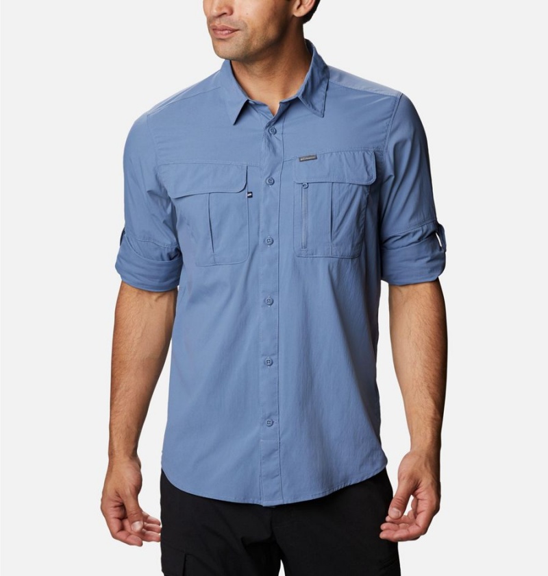 Blue Men's Columbia Newton Ridge Long Sleeve Shirt | JOZTV-5902