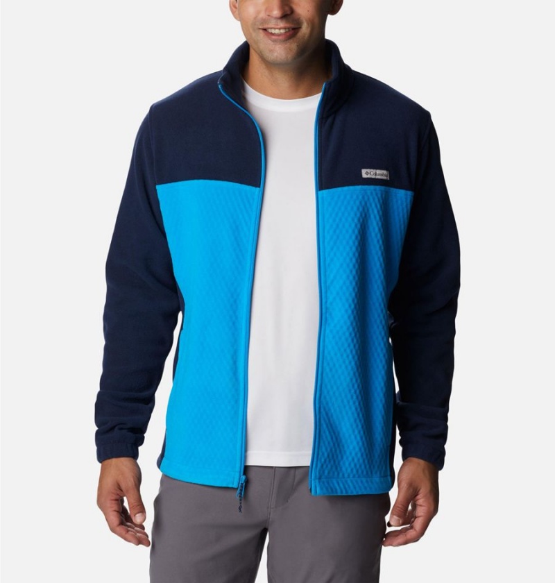 Blue Men's Columbia Overlook Trail Full Zip Fleece Jacket | IFHNV-8046