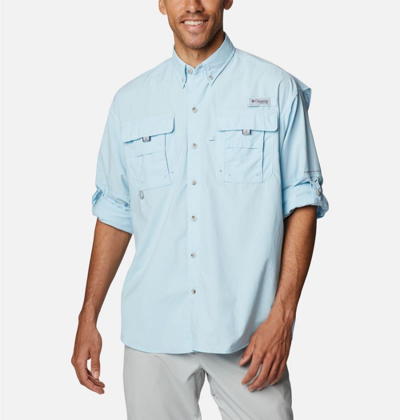 Blue Men's Columbia PFG Bahama II Long Sleeve Shirt | SCLMH-6378