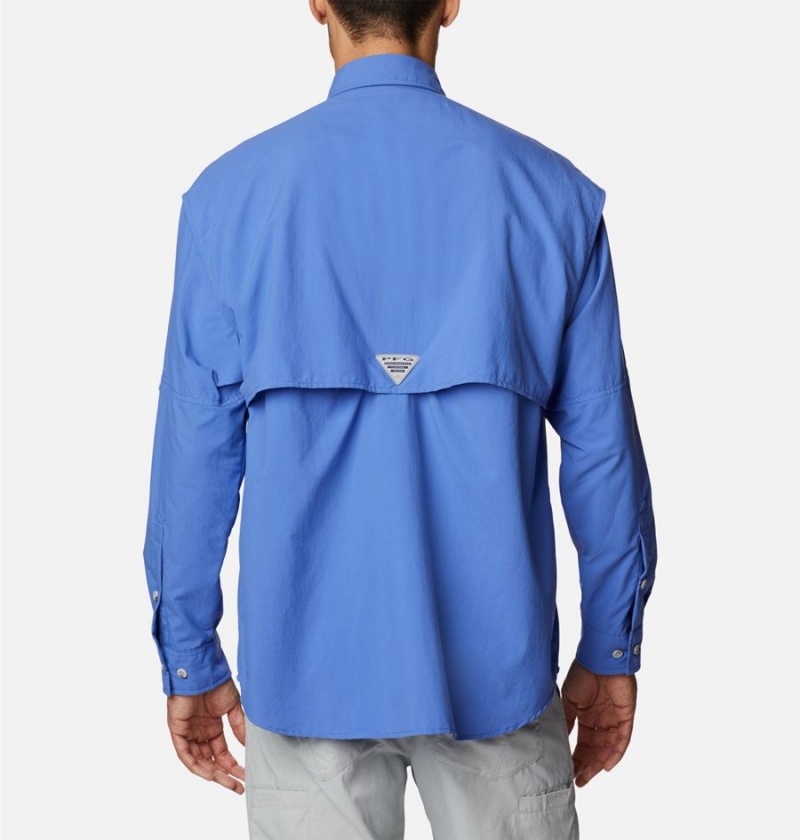 Blue Men's Columbia PFG Bahama II Long Sleeve Shirt | PJZUB-5394