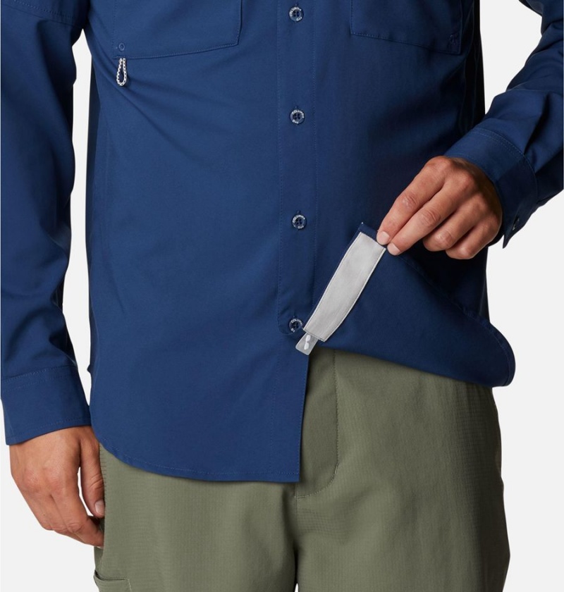 Blue Men's Columbia PFG Blood and Guts IV Woven Long Sleeve Shirt | UCPWB-5730