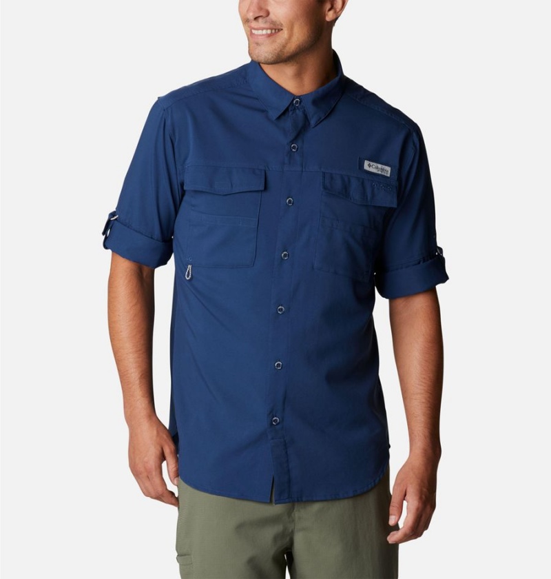 Blue Men's Columbia PFG Blood and Guts IV Woven Long Sleeve Shirt | UCPWB-5730