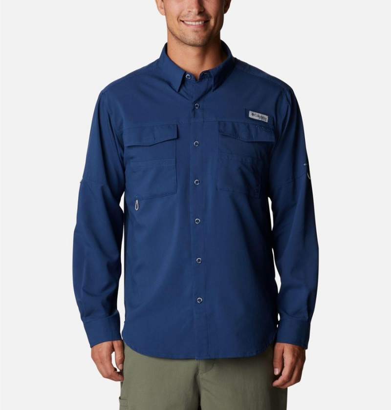 Blue Men\'s Columbia PFG Blood and Guts IV Woven Long Sleeve Shirt | UCPWB-5730