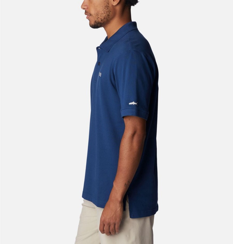 Blue Men's Columbia PFG Bonefish Pique Polo Shirt | ZSPOL-0276