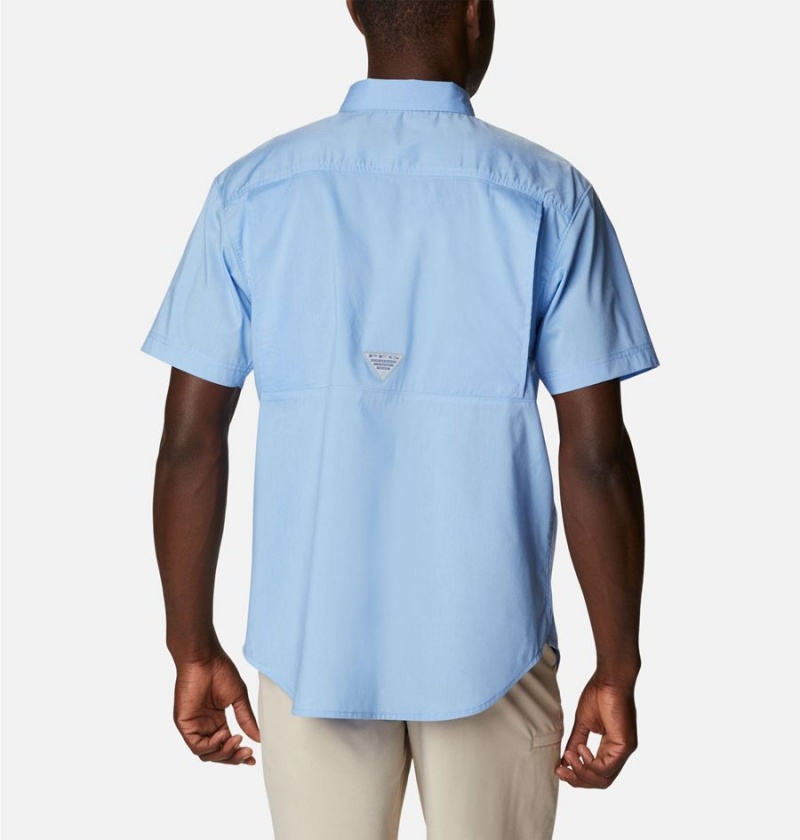 Blue Men's Columbia PFG Bonefish Short Sleeve Shirt | BVEZM-1634