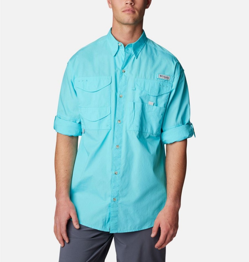 Blue Men's Columbia PFG Bonehead Long Sleeve Shirt | DELAT-4065