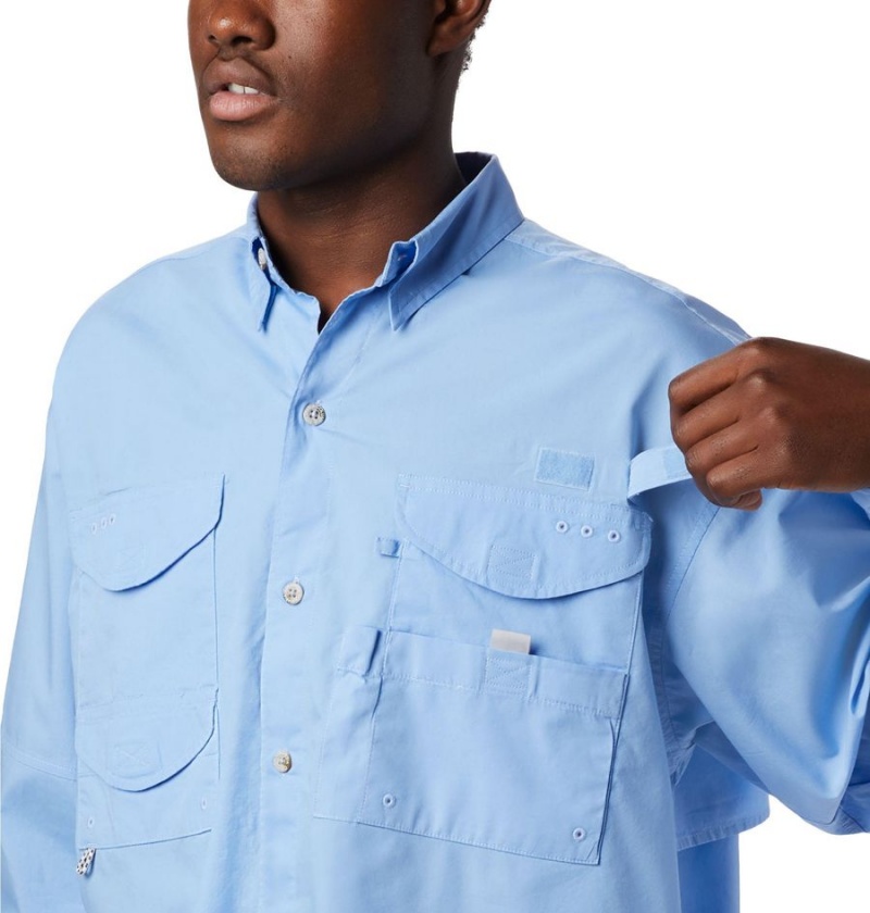 Blue Men's Columbia PFG Bonehead Long Sleeve Shirt | SZMJK-1294