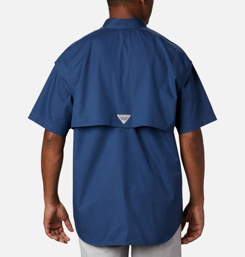 Blue Men's Columbia PFG Bonehead Short Sleeve Shirt | SKCLM-3046