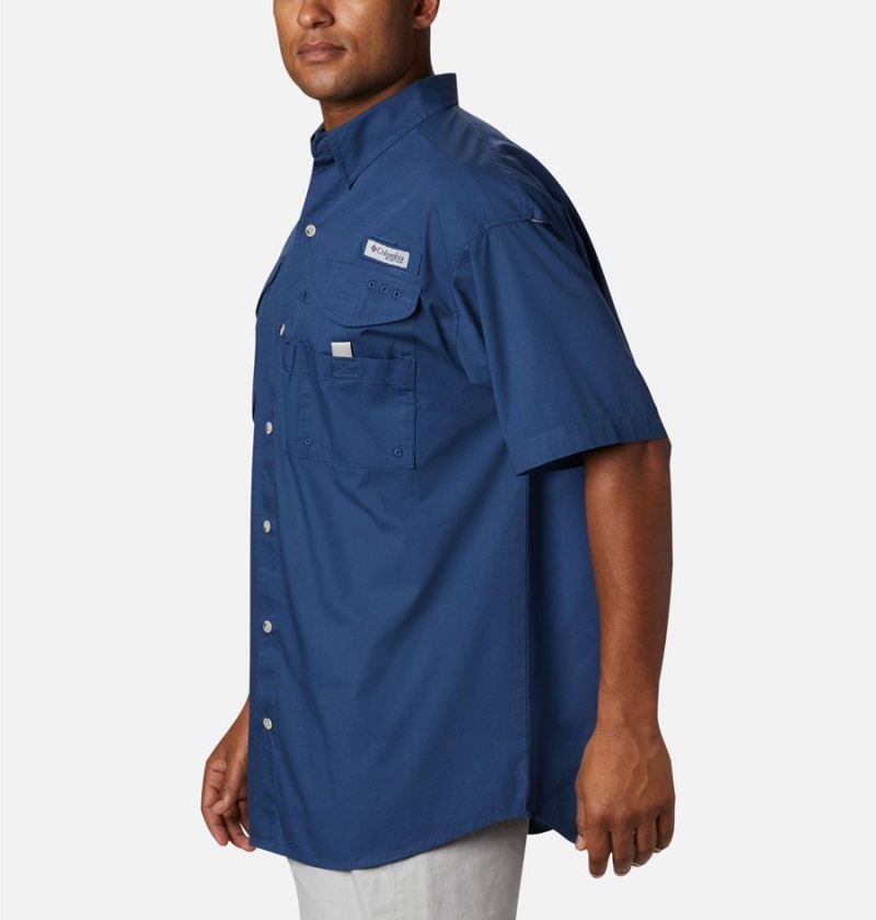 Blue Men's Columbia PFG Bonehead Short Sleeve Shirt | SKCLM-3046