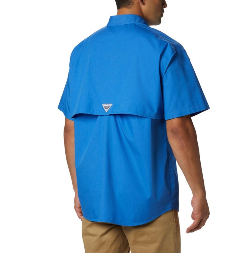 Blue Men's Columbia PFG Bonehead Short Sleeve Shirt | DGBVU-2670