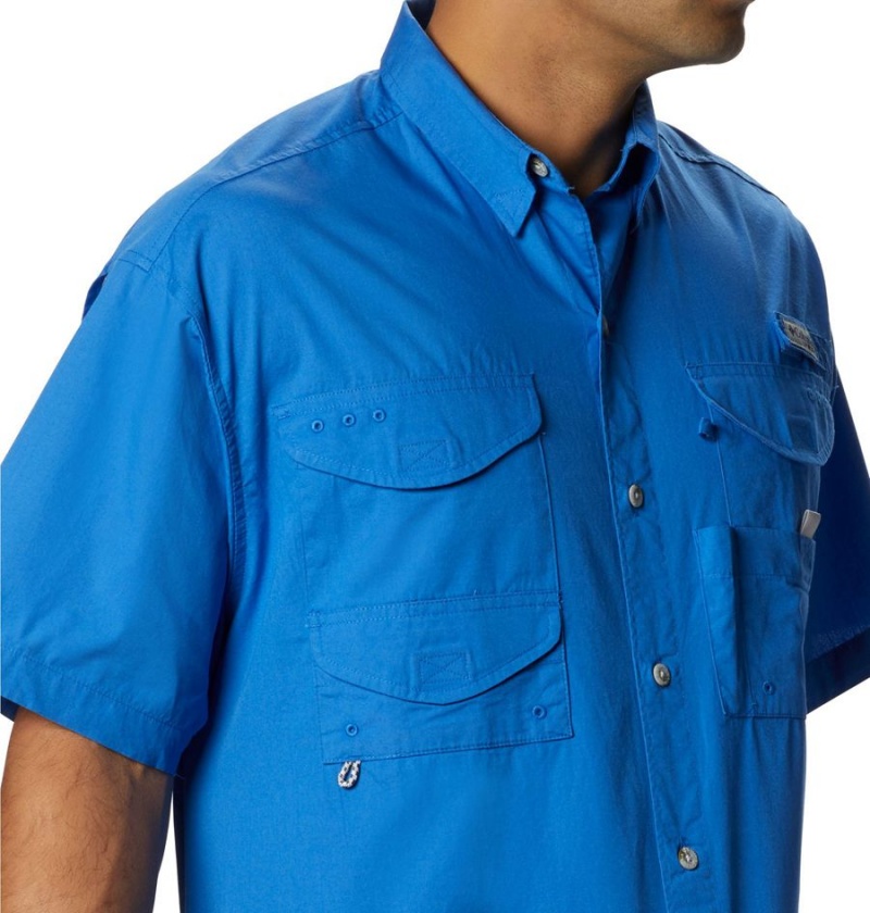 Blue Men's Columbia PFG Bonehead Short Sleeve Shirt | DGBVU-2670