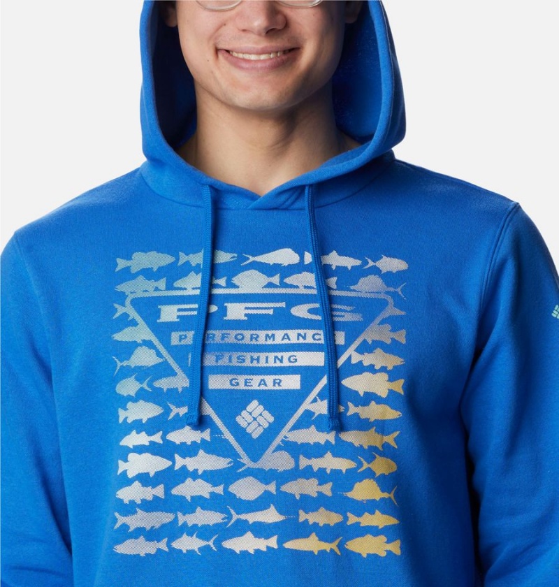 Blue Men's Columbia PFG Elements Hoodie | TNFYZ-9803