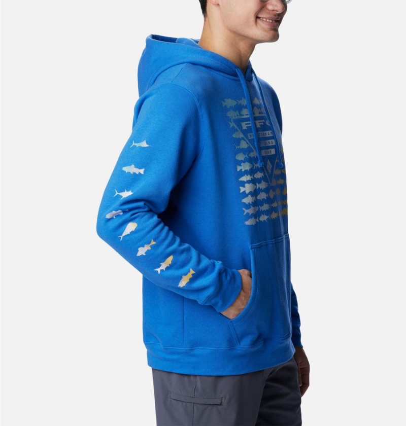 Blue Men's Columbia PFG Elements Hoodie | TNFYZ-9803