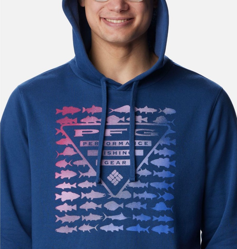 Blue Men's Columbia PFG Elements Hoodie | RFIJU-1467