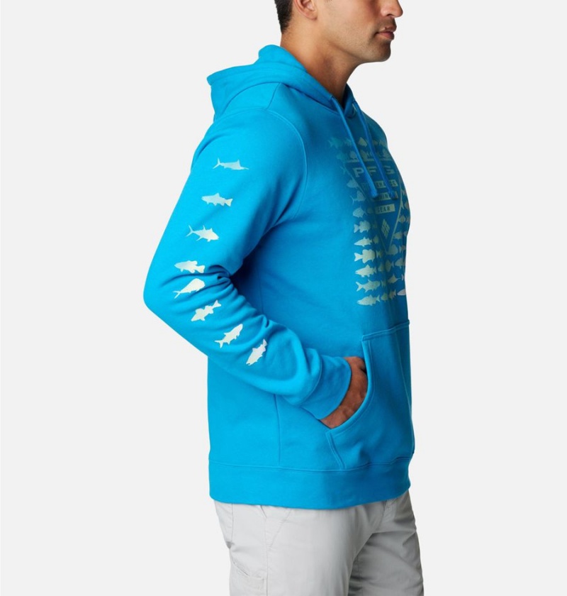 Blue Men's Columbia PFG Elements Hoodie | FXUCQ-0563