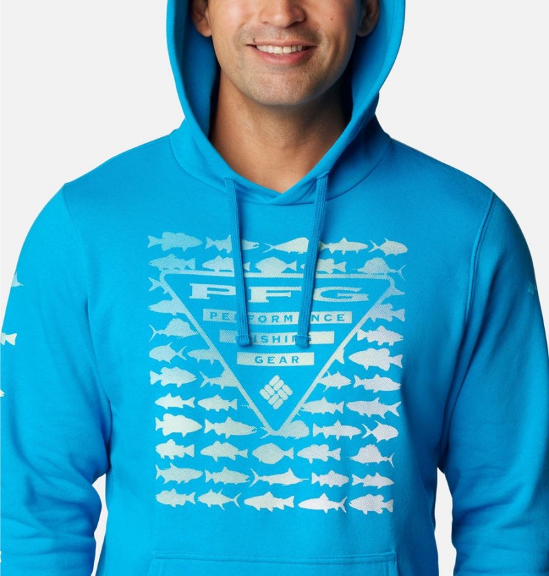 Blue Men's Columbia PFG Elements Hoodie | FXUCQ-0563