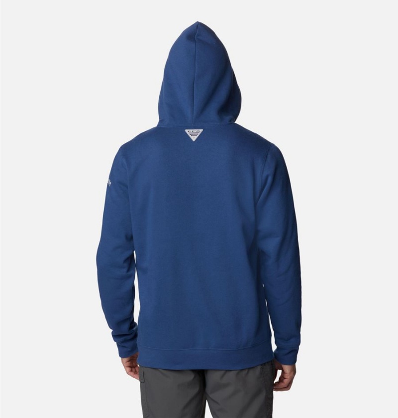 Blue Men's Columbia PFG Fish Flag II Hoodie | VCAHU-0468