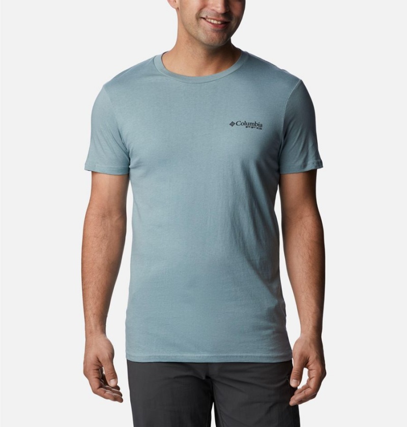 Blue Men's Columbia PFG Gharet Graphic T-Shirt | DWYRM-2750