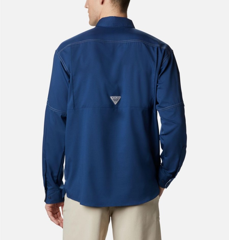 Blue Men's Columbia PFG Low Drag Offshore Long Sleeve Shirt | AQVXI-4961