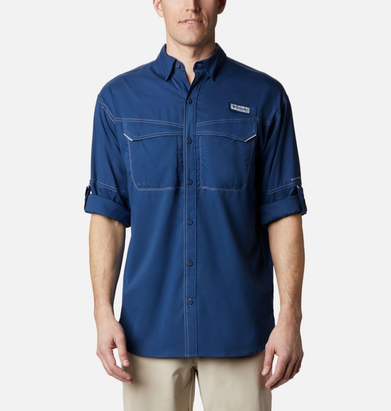 Blue Men's Columbia PFG Low Drag Offshore Long Sleeve Shirt | AQVXI-4961