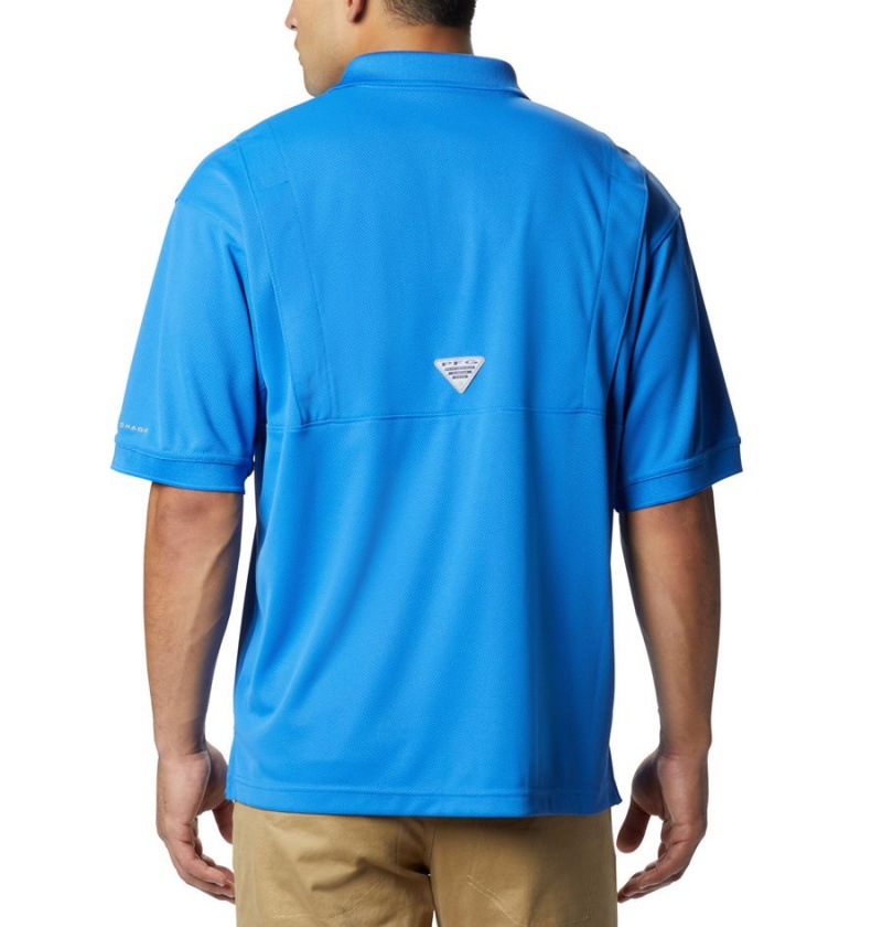 Blue Men's Columbia PFG Perfect Cast Polo Shirt | FXRGQ-3184