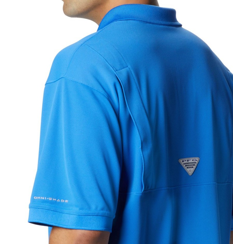 Blue Men's Columbia PFG Perfect Cast Polo Shirt | FXRGQ-3184