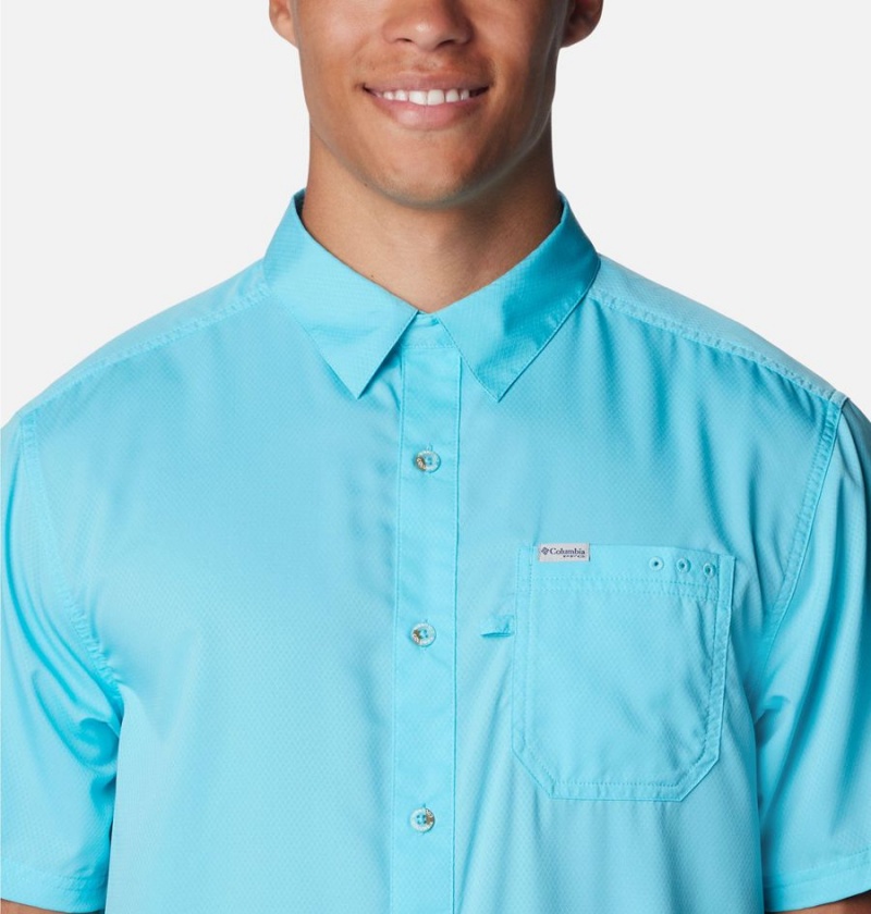 Blue Men's Columbia PFG Slack Tide Camp Shirt | FVESI-1350