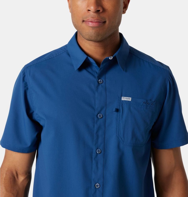 Blue Men's Columbia PFG Slack Tide Camp Shirt | NUKHB-5382