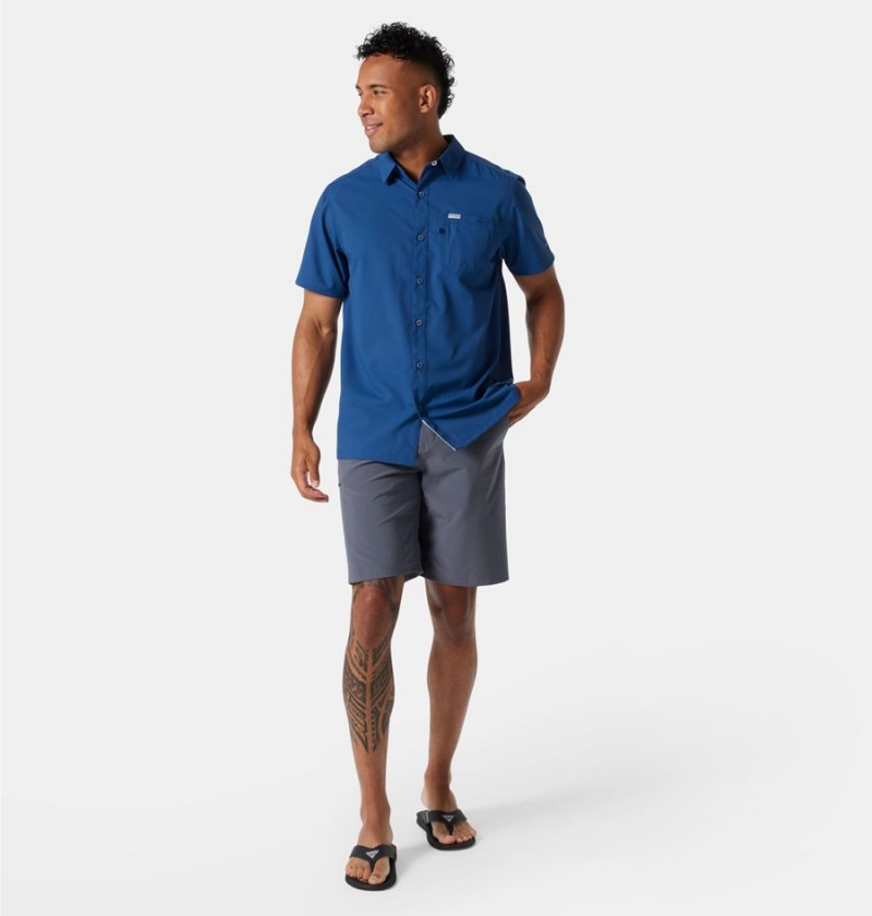 Blue Men's Columbia PFG Slack Tide Camp Shirt | NUKHB-5382