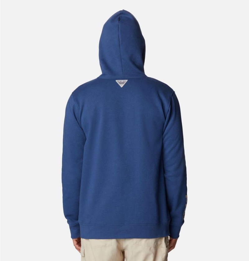 Blue Men's Columbia PFG Sleeve II Graphic Hoodie | BTEUW-6301